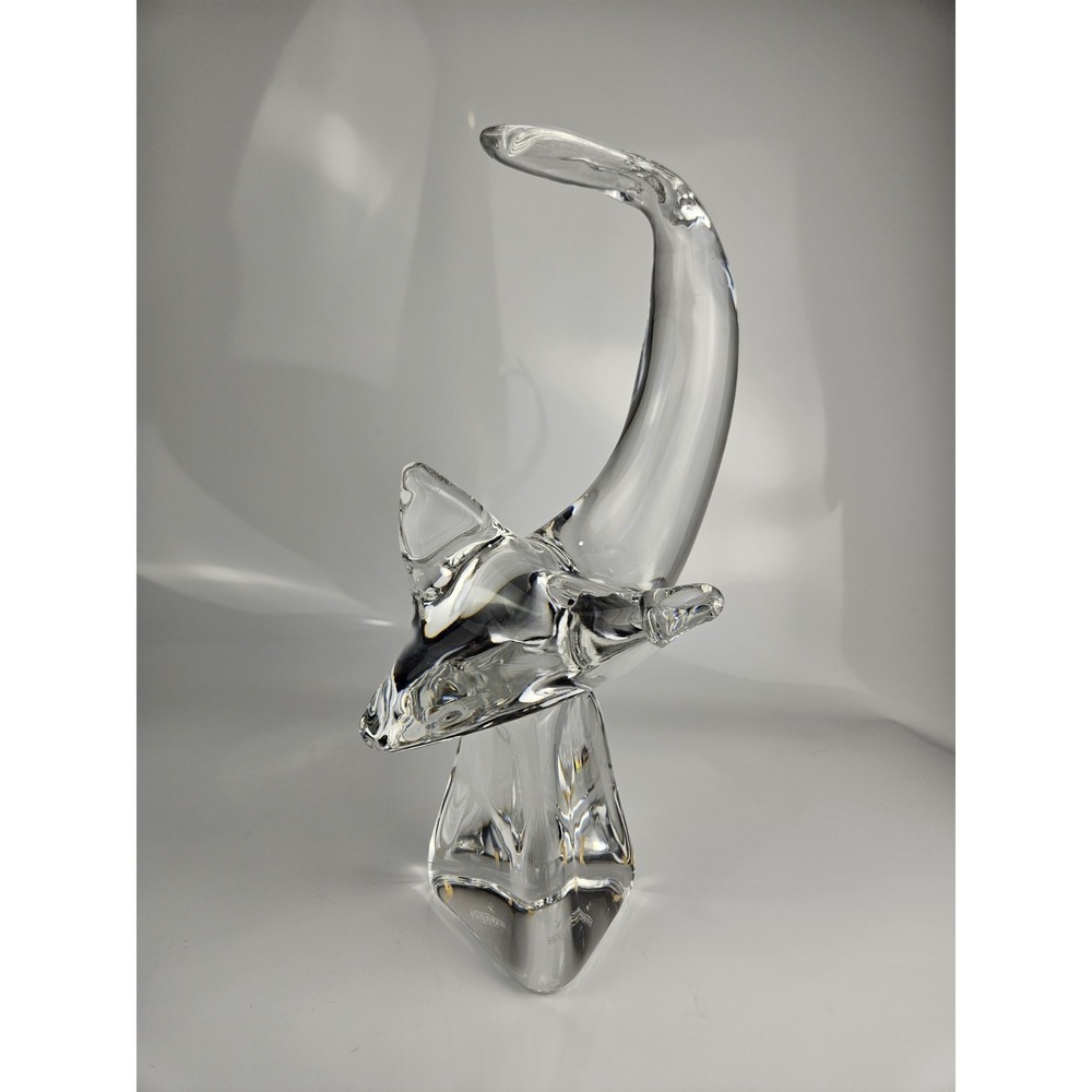 Vintage Kristaluxus Shark Sculpture by‎ John Riekes Solid Lead Crystal Art Glass
